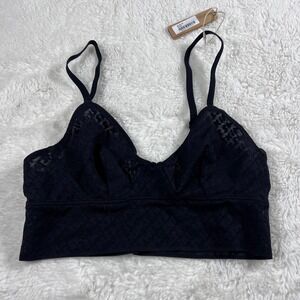 Skims Women's Onyx Black Geometric Lace Triangle Bralette XS BR-TRI-1538 New